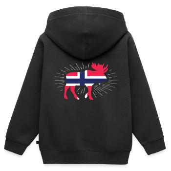 Norwegen - Kinder Premium Organic Zip Hoodie - Schwarz - Hinten - AI Model Kid Male (0cm)