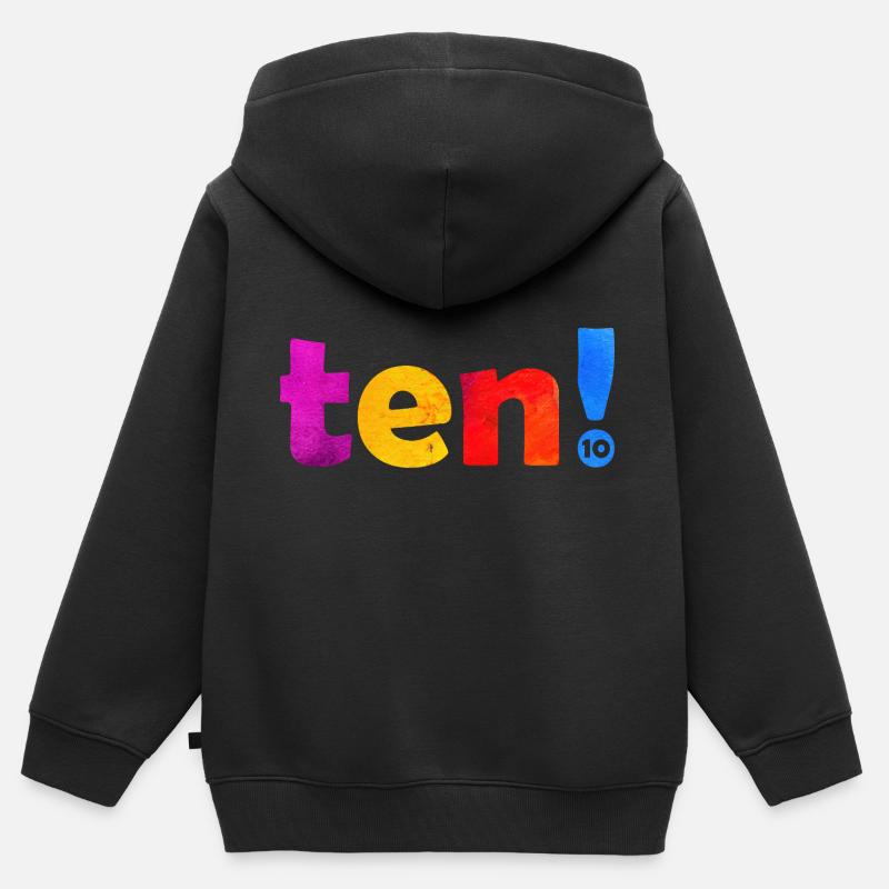 DIX 10 ANS 10E ANNIVERSAIRE - Sweat Premium à capuche zippé enfant bio - noir