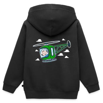 Grüner Hubschrauber | Baby und Hubschrauber - Kinder Premium Organic Zip Hoodie - Schwarz - Hinten - AI Model Kid Male (0cm)