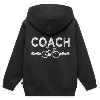 Velo coach vélo vélos velos entraieur - Sweat Premium à capuche zippé enfant bio - noir - Dos - AI Model Kid Male (0cm)