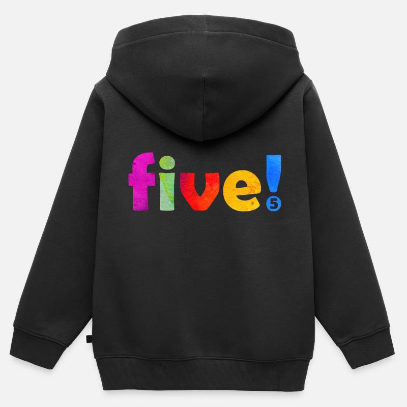 CINQ 5 ANS 5E ANNIVERSAIRE - Sweat Premium à capuche zippé enfant bio - noir