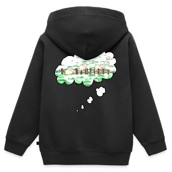 Compter les moutons - Sweat Premium à capuche zippé enfant bio - noir - Dos - AI Model Kid Male (0cm)