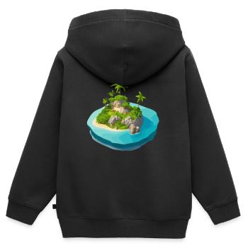 Insel vectorisiert - Kinder Premium Organic Zip Hoodie - Schwarz - Hinten - AI Model Kid Male (0cm)