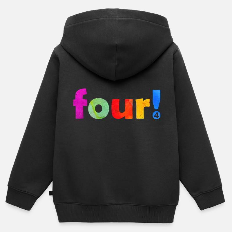 QUATRE 4 ANS 4E ANNIVERSAIRE - Sweat Premium à capuche zippé enfant bio - noir