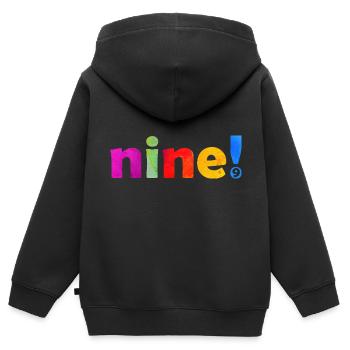 NINE 9 YEARS 9TH BIRTHDAY - Kids Premium Organic Zip-up Hoodie - black - Back - AI Model Kid Male (0cm)