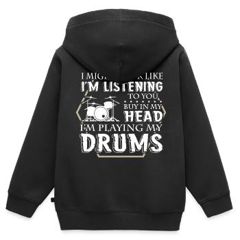 Drummer - Kinder Premium Organic Zip Hoodie - Schwarz - Hinten - AI Model Kid Male (0cm)