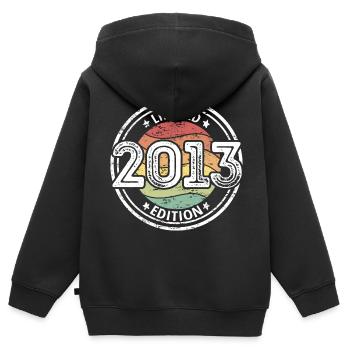 Jahrgang 2013 limited Edition 10. Geburtstag - Kinder Premium Organic Zip Hoodie - Schwarz - Hinten - AI Model Kid Male (0cm)