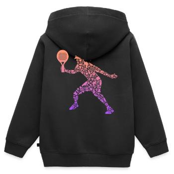 Padel Spieler Symbole Mädchen Padel Tennis - Kinder Premium Organic Zip Hoodie - Schwarz - Hinten - AI Model Kid Male (0cm)