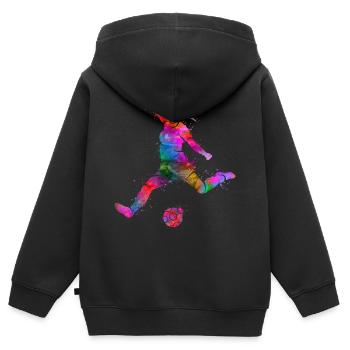 Fußballer Spieler Fußballspieler Mädchen Fußball - Kinder Premium Organic Zip Hoodie - Schwarz - Hinten - AI Model Kid Male (0cm)