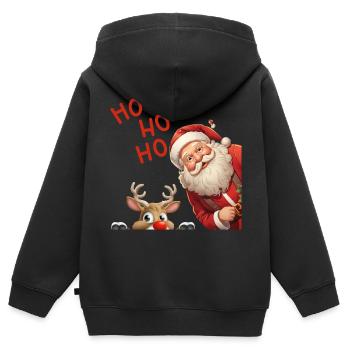 ho ho ho Santa Claus - Sweat Premium à capuche zippé enfant bio - noir - Dos - AI Model Kid Male (0cm)