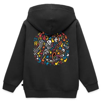 Musik - Kinder Premium Organic Zip Hoodie - Schwarz - Hinten - AI Model Kid Male (0cm)