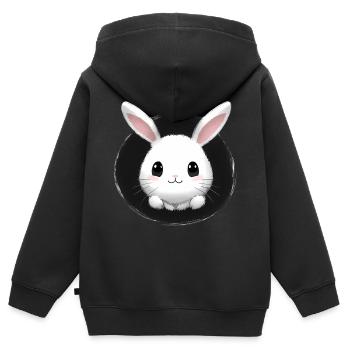 Kleiner Hase Häschen Kaninchen - Kinder Premium Organic Zip Hoodie - Schwarz - Hinten - AI Model Kid Male (0cm)