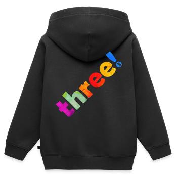 THREE 3 YEARS 3RD BIRTHDAY - Kids Premium Organic Zip-up Hoodie - black - Back - AI Model Kid Male (0cm)
