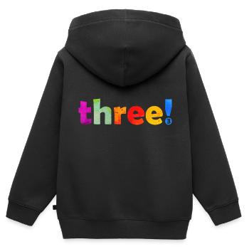 THREE 3 YEARS 3RD BIRTHDAY - Kids Premium Organic Zip-up Hoodie - black - Back - AI Model Kid Male (0cm)