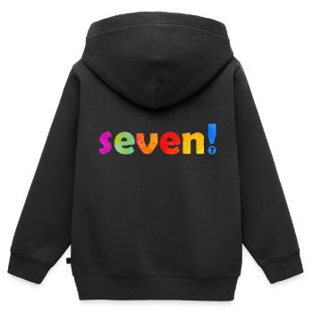 SIEBEN 7 JAHRE 7. GEBURTSTAG - Kinder Premium Organic Zip Hoodie - Schwarz - Hinten - AI Model Kid Male (0cm)