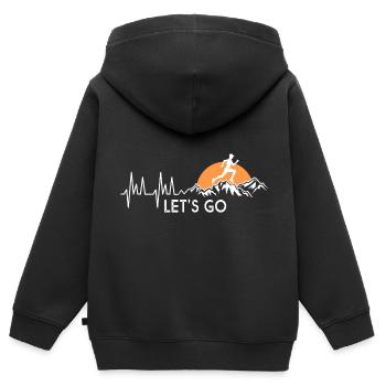 Let S Go Trailrunning Natur - Kinder Premium Organic Zip Hoodie - Schwarz - Hinten - AI Model Kid Male (0cm)