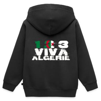 Un Deux Trois Vive l'Algérie - Sweat Premium à capuche zippé enfant bio - noir - Dos - AI Model Kid Male (0cm)