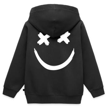 Dead Face Minimal Smile - Kids Premium Organic Zip-up Hoodie - black - Back - AI Model Kid Male (0cm)