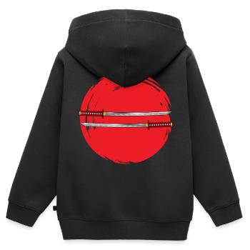 Samurai Säbel Japan Manga Anime - Kinder Premium Organic Zip Hoodie - Schwarz - Hinten - AI Model Kid Male (0cm)