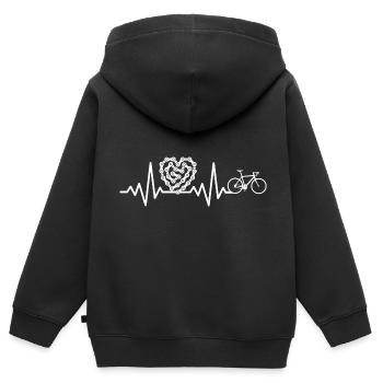 j aime le vélo tension rythm velo vélos velos cool - Sweat Premium à capuche zippé enfant bio - noir - Dos - AI Model Kid Male (0cm)
