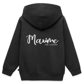 Maxime die Legende Geschenk T-Shirt Maxime - Kinder Premium Organic Zip Hoodie - Schwarz - Hinten - AI Model Kid Male (0cm)