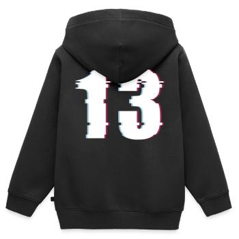 13 Treize Treize Nombre Effet Nombre déformé - Sweat Premium à capuche zippé enfant bio - noir - Dos - AI Model Kid Male (0cm)