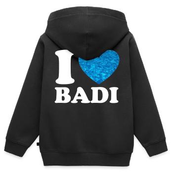 I Love Badi - Kinder Premium Organic Zip Hoodie - Schwarz - Hinten - AI Model Kid Male (0cm)