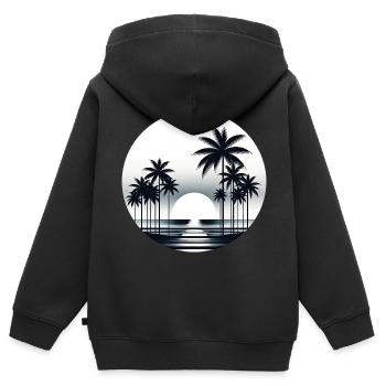 Ruhige Tropendämmerung - Kinder Premium Organic Zip Hoodie - Schwarz - Hinten - AI Model Kid Male (0cm)