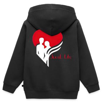 Unité de l’emblème d’amour - Sweat Premium à capuche zippé enfant bio - noir - Dos - AI Model Kid Male (0cm)
