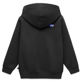 Drapeau de la Grèce Porte-bonheur Nazar Perle - Sweat Premium à capuche zippé enfant bio - noir - Dos - AI Model Kid Male (0cm)