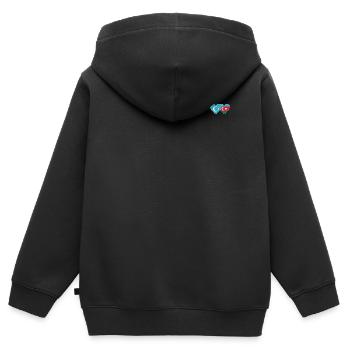 Ouïghours Pavillon azerbaïdjanais Cœur - Sweat Premium à capuche zippé enfant bio - noir - Dos - AI Model Kid Male (0cm)