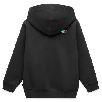 Kazakhstan Azerbaïdjan Drapeau Coeur - Sweat Premium à capuche zippé enfant bio - noir - Dos - AI Model Kid Male (0cm)
