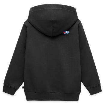 Kuba Griechenland Flagge Herz - Kinder Premium Organic Zip Hoodie - Schwarz - Hinten - AI Model Kid Male (0cm)