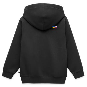Ukraine Slowakei Flagge Herz - Kinder Premium Organic Zip Hoodie - Schwarz - Hinten - AI Model Kid Male (0cm)