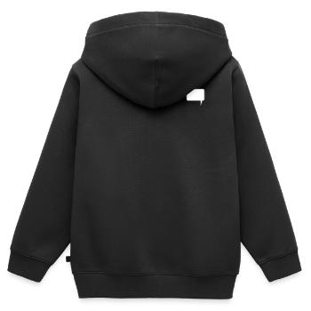 Conception rectangulaire de bulle de dialogue - Sweat Premium à capuche zippé enfant bio - noir - Dos - AI Model Kid Male (0cm)