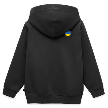 Ukraine Flagge Herz - Kinder Premium Organic Zip Hoodie - Schwarz - Hinten - AI Model Kid Male (0cm)