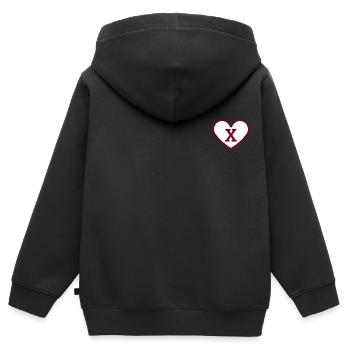 Buchstabe x Herz Sport Trend Burgund - Geschenkidee - Kinder Premium Organic Zip Hoodie - Schwarz - Hinten - AI Model Kid Male (0cm)