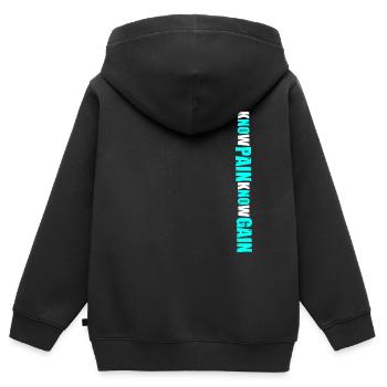 No Pain No Gain blau Sportler Fitness Spruch - Kinder Premium Organic Zip Hoodie - Schwarz - Hinten - AI Model Kid Male (0cm)