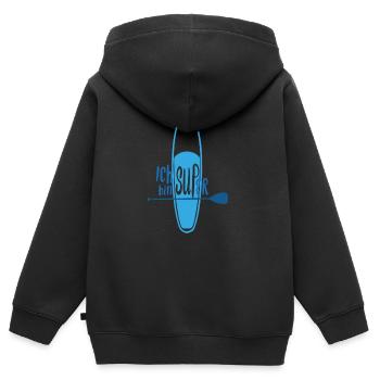 Ich bin SUPer - Kinder Premium Organic Zip Hoodie - Schwarz - Hinten - AI Model Kid Male (0cm)