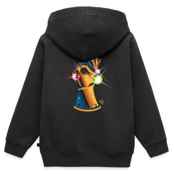 Infinity Gauntlet Spiel - Kinder Premium Organic Zip Hoodie - Schwarz - Hinten - AI Model Kid Male (0cm)