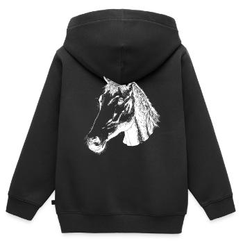 Pferdekopf - Kinder Premium Organic Zip Hoodie - Schwarz - Hinten - AI Model Kid Male (0cm)