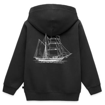 Segelschiff - Kinder Premium Organic Zip Hoodie - Schwarz - Hinten - AI Model Kid Male (0cm)