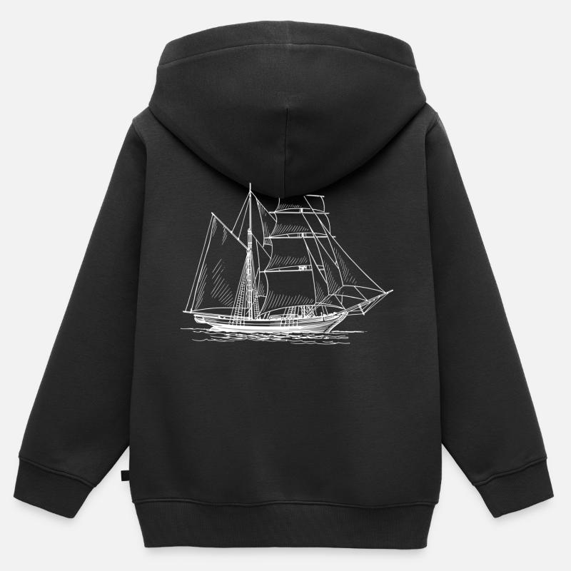 Segelschiff - Kinder Premium Organic Zip Hoodie - Schwarz