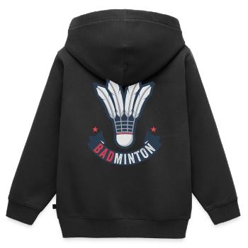 badminton - Sweat Premium à capuche zippé enfant bio - noir - Dos - AI Model Kid Male (0cm)