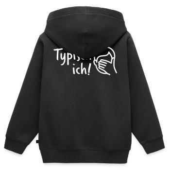 Typisch ich! - Kinder Premium Organic Zip Hoodie - Schwarz - Hinten - AI Model Kid Male (0cm)