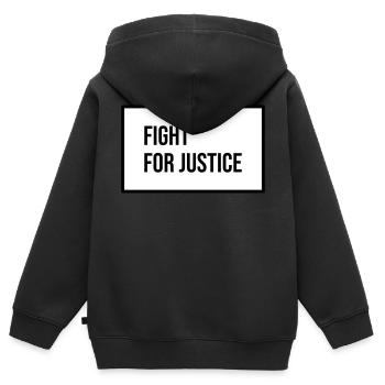 Lutte pour la justice - Sweat Premium à capuche zippé enfant bio - noir - Dos - AI Model Kid Male (0cm)