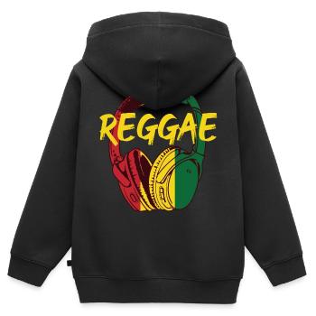 Reggae Musik Kopfhörer - Kinder Premium Organic Zip Hoodie - Schwarz - Hinten - AI Model Kid Male (0cm)