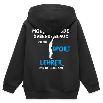 Sportlehrer Spruch Sportunterricht Schulsport - Kinder Premium Organic Zip Hoodie - Schwarz - Hinten - AI Model Kid Male (0cm)