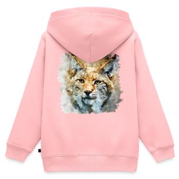 Wild-Life Luchs, Luchs T-Shirt, Animal, Print - Kinder Premium Organic Zip Hoodie - Rosa - Hinten - AI Model Kid Female (0cm)