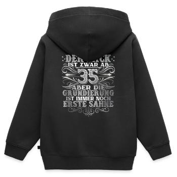 35. Geburtstag - Kinder Premium Organic Zip Hoodie - Schwarz - Hinten - AI Model Kid Male (0cm)